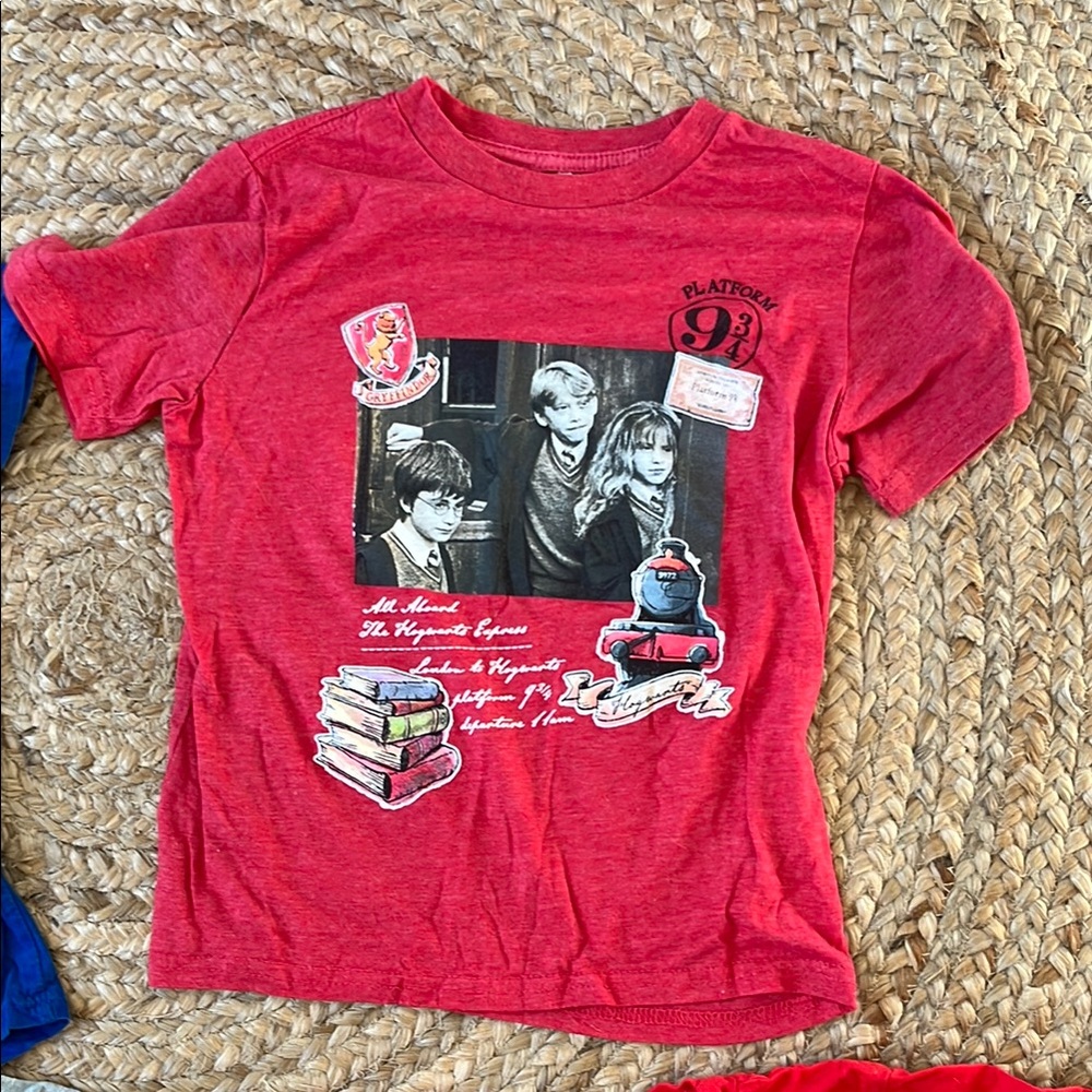Red Short Sleeve Tee Harry, Ron, Hermione “all aboard the Hogwarts express..